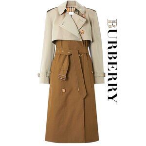 Burberry Double-Breasted Two-Tone Reconstructed Trench Coat - Size 4